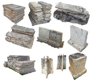 3D model Concrete Slabs &amp; Barriers Pack