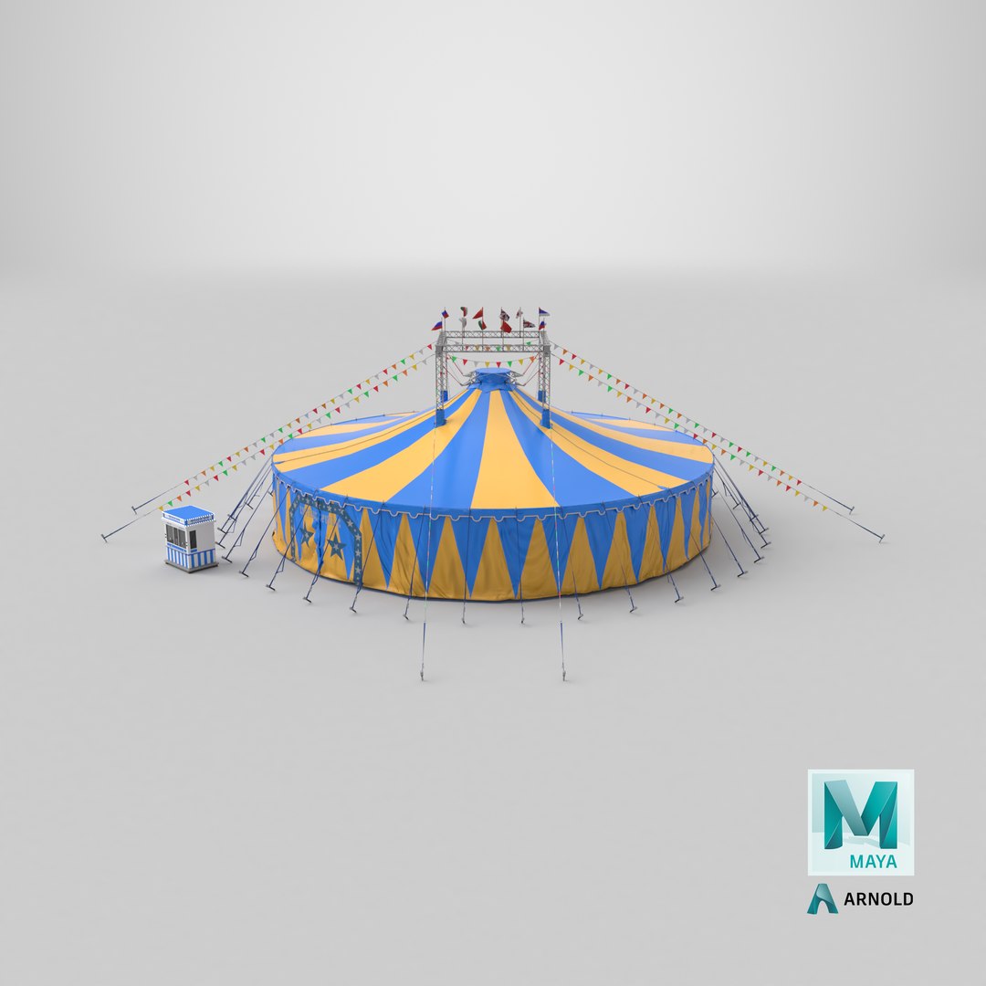 Circus Tent with Ticket Booth model https://p.turbosquid.com/ts-thumb/DV/PtOS8j/y4/stemcell_maya_arnold_render/png/1758609306/1920x1080/fit_q87/dafa5246b61affc45097441f83f9bf8ad6510ae0/stemcell_maya_arnold_render.jpg