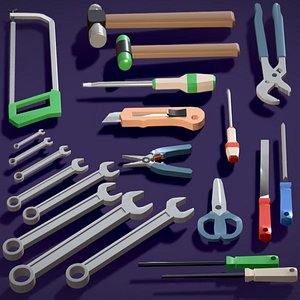 20 Work Shop Tool Kit - Mechanic Carpentry Tool 3D model