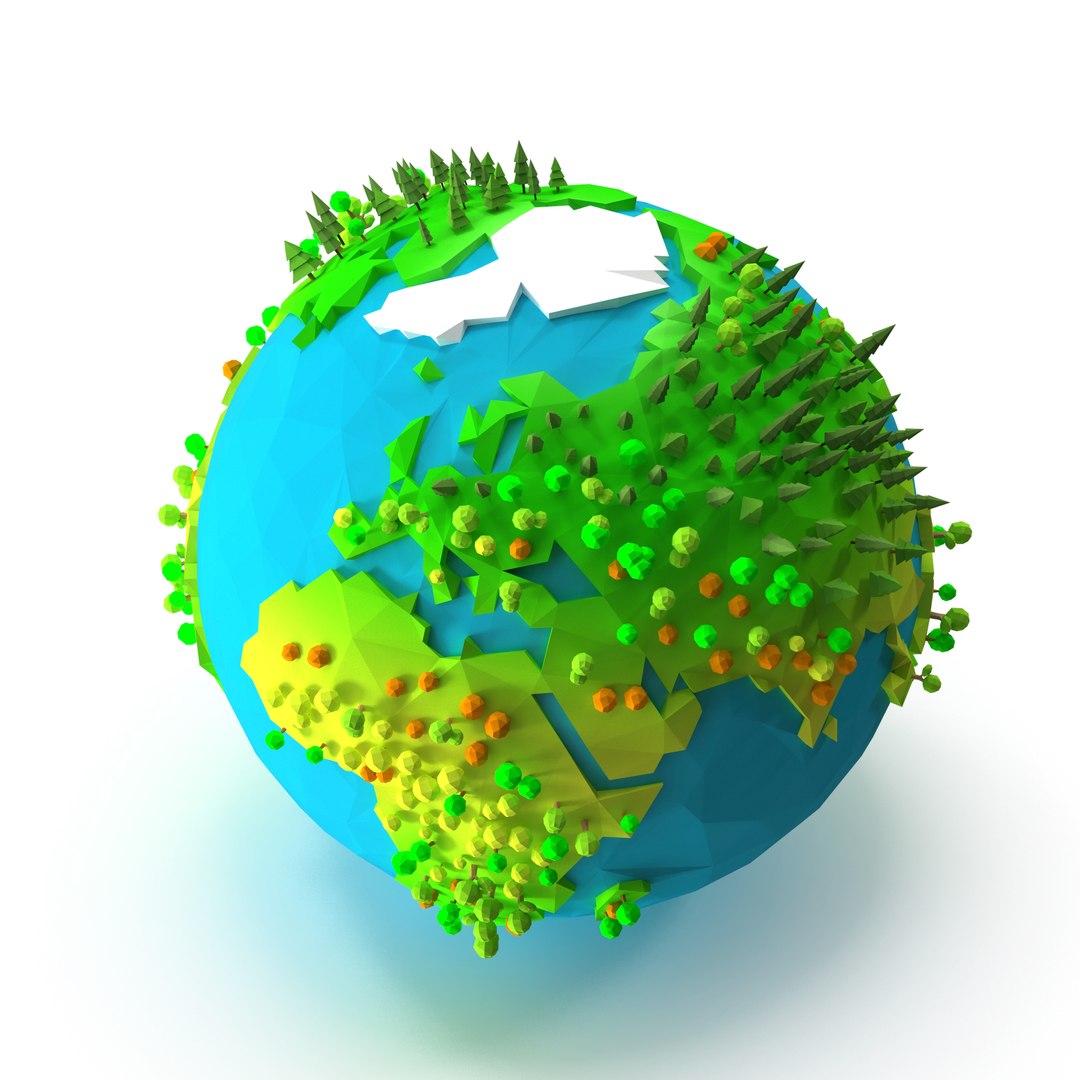 Cartoon Low Poly Earth With Trees 3D Model - TurboSquid 1796682