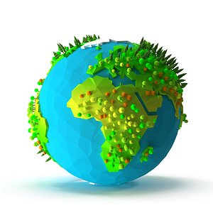 Cartoon low poly Earth with trees