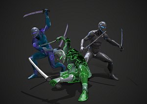 rigged cyborg ninja killer 3D model