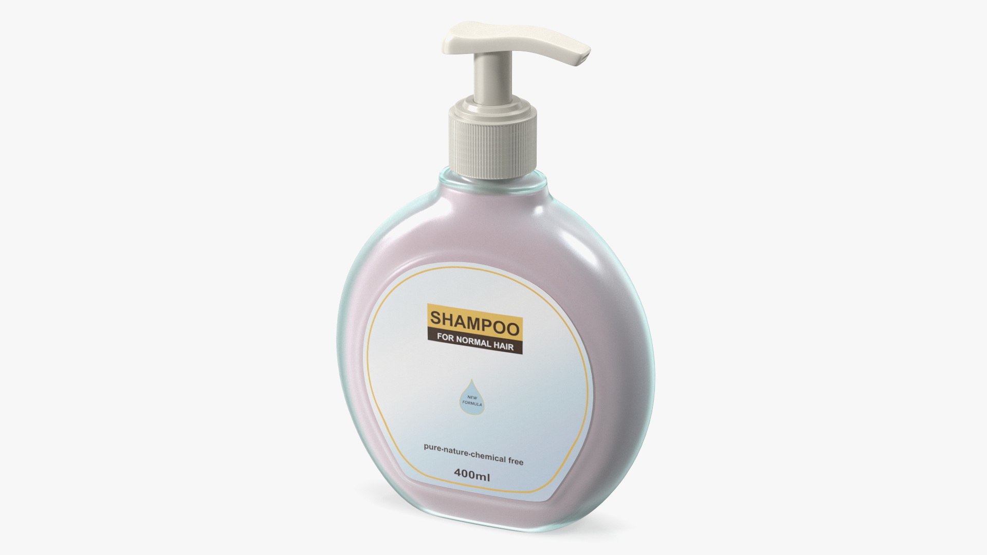 Shampoo Pump Bottle Round Shape 400ml 3D model preview