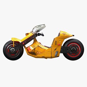 Futuristic Cyberpunk Motorcycle 3D Model - Sci-Fi Bike Neon City Vehicle Yellow