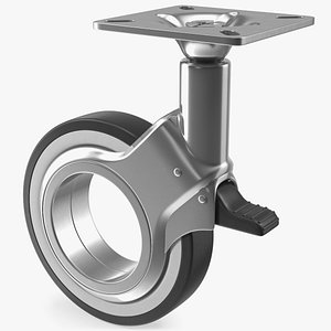 Hub Free Swivel Caster with Brake 3D model