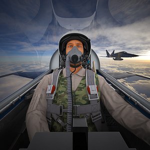 3D HESA Saeqeh Fighter Jet Blue with Pilot in Flight