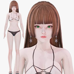 Bikini clothes 0022 - Rig - Unreal - Unity - Blender - Animated - Realistic Female Character