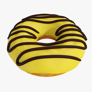 Yellow glazed donut with chocolate 3D model