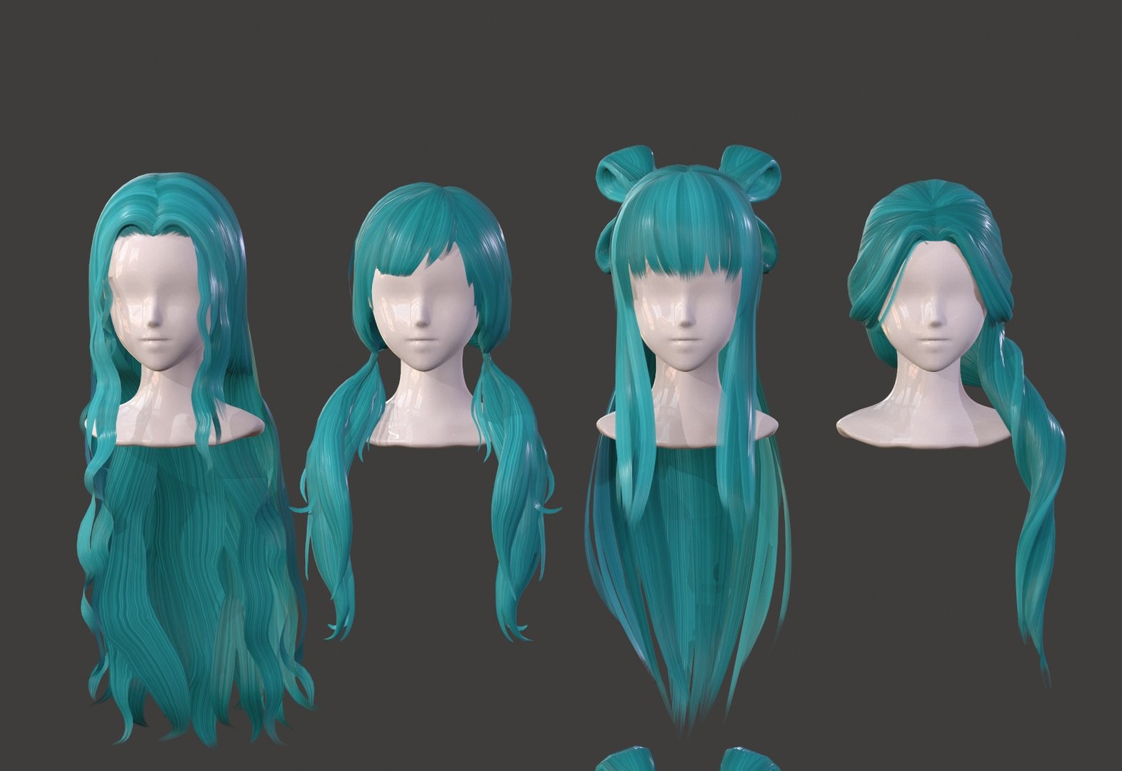 Female hair lowpoly 3 colors 3D Model $15 - .unknown .3ds .max