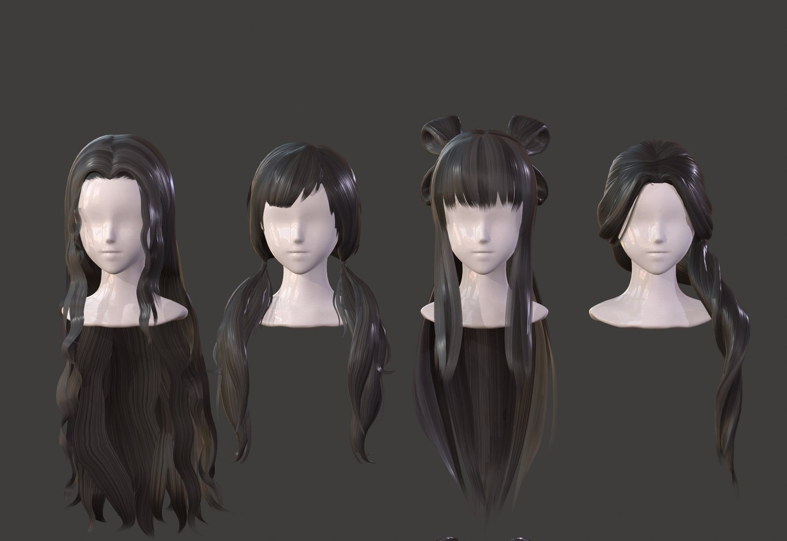 Anime hair style girl Low-poly 3D Model $45 - .unknown .fbx .ma .obj -  Free3D