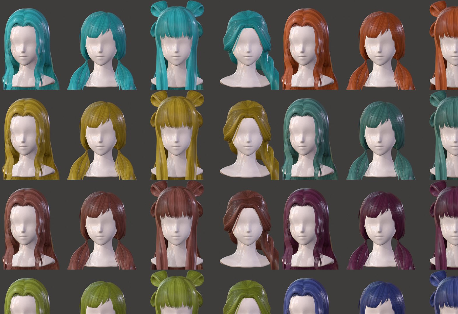 3D girl hair anime - TurboSquid 1464441