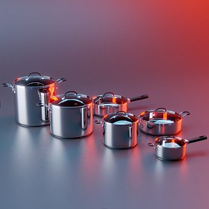3D cooking pots collecion model