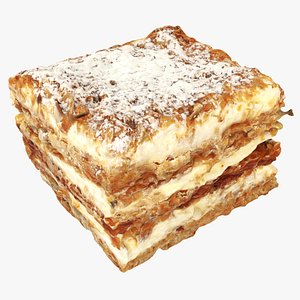 3D Layered cake with cream piece model