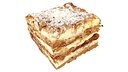 Layered cake with cream piece