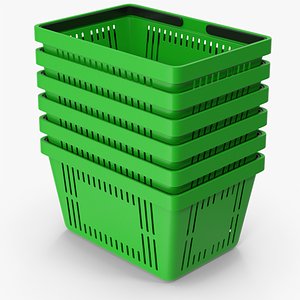 3D Green Shopping Baskets model
