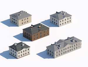 3D model pack of typical two-storey residential city buildings