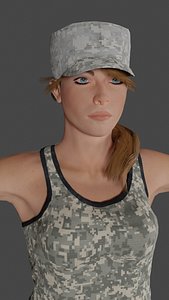 Female Soldier Low-poly 3D model Ready for games