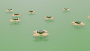 3D model Isometric Low Poly Flower Block oder Stylized Minimalist 3D Cube Flower