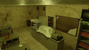 Backrooms Style Underground Restaurant Environment