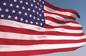 3D model usa waving flag animation