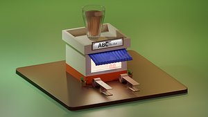 Low Poly Stylized Tea Stall