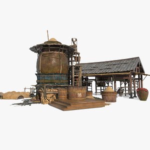 3D model Asian Ancient Architecture Brewing Factory