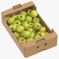 Cardboard Box 02 With Golden Delicious Apple Full
