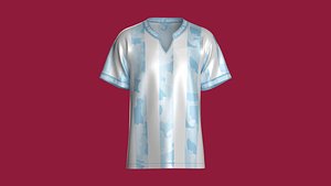 3D Argentina Style Camouflage Soccer Jersey - Football Kit model