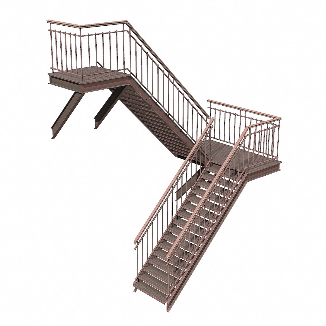 3D metal building stair model - TurboSquid 1182514