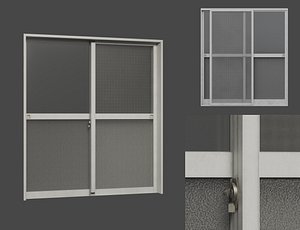 3D Low-Poly Japanese Double Sliding Window model