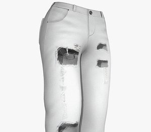 white ripped jeans women 3D model
