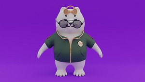 Cute Panda Character 3D Model Stylized Cartoon Panda Mascot Game Ready