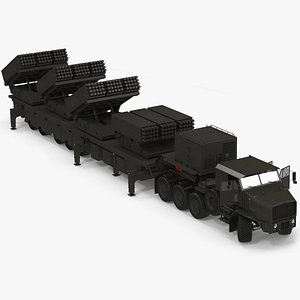 3D Jobaria Rocket Launch System with Oshkosh Transporter Green Rigged for Maya model