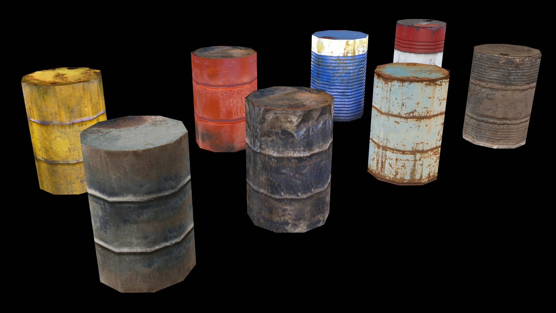 3D Steel Barrels Pack Low Poly https://p.turbosquid.com/ts-thumb/DW/on2Pgl/iS/image_05/png/1659462109/1920x1080/fit_q87/71085c3fbfc9afc6961920ce1348ff7d4d496fc8/image_05.jpg