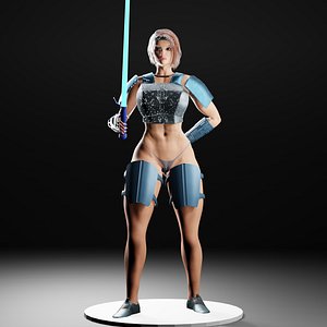 3D Sexy Armored Energy Sword Woman