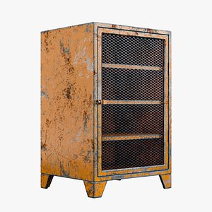 Vintage Industrial Metal Storage Cabinet Lowpoly 3D model 3D model