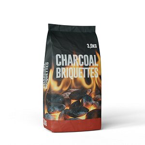 Brown Paper Charcoal Briquettes Packaging Sack 3D Model