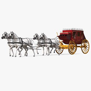 horses stagecoach stage 3D model
