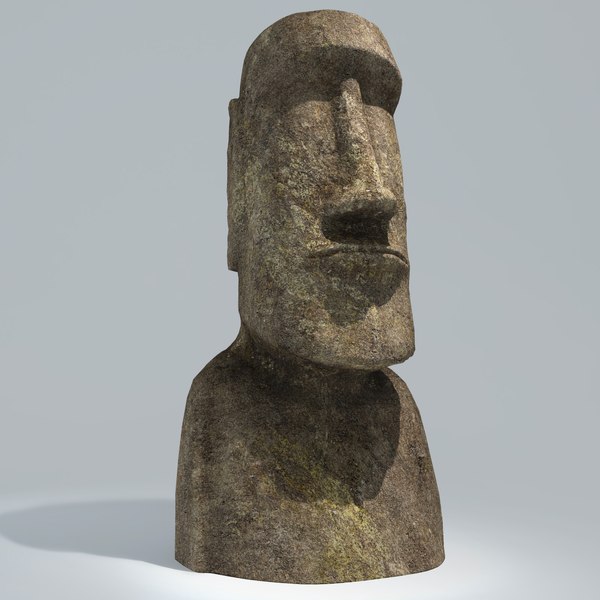 Moai statue, easter island statue de um toque de aquarela, desenho  colorido, realista.