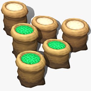3D model Stylized Flour Bag - PBR Game Ready