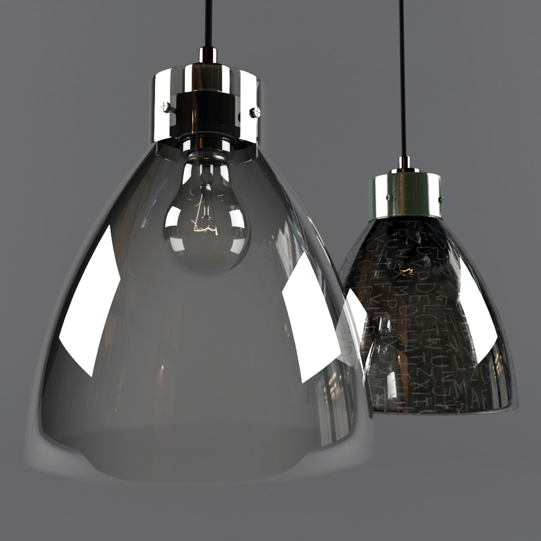 3d Model Industrial Pendant Glass Lamp   Render01 