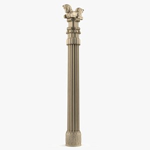 Achaemenid Capital Column with Horse Sculpture Beige 3D