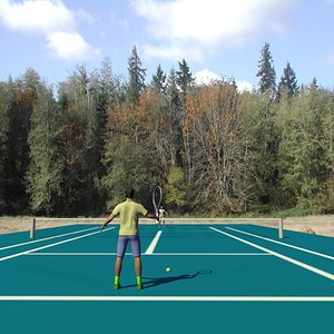 2 men playing tennis x