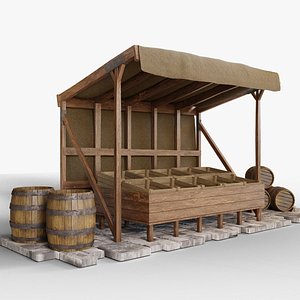 3D Medieval Market Stall model