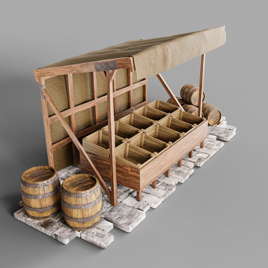 3D Medieval Market Stall Model - TurboSquid 1978757