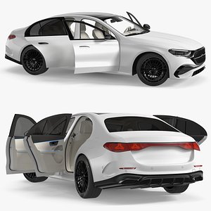 Executive Sedan Luxury Body White Rigged for Cinema 4D