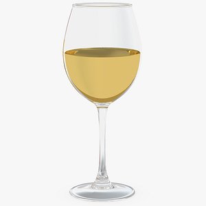 filled white wine glass 3D model