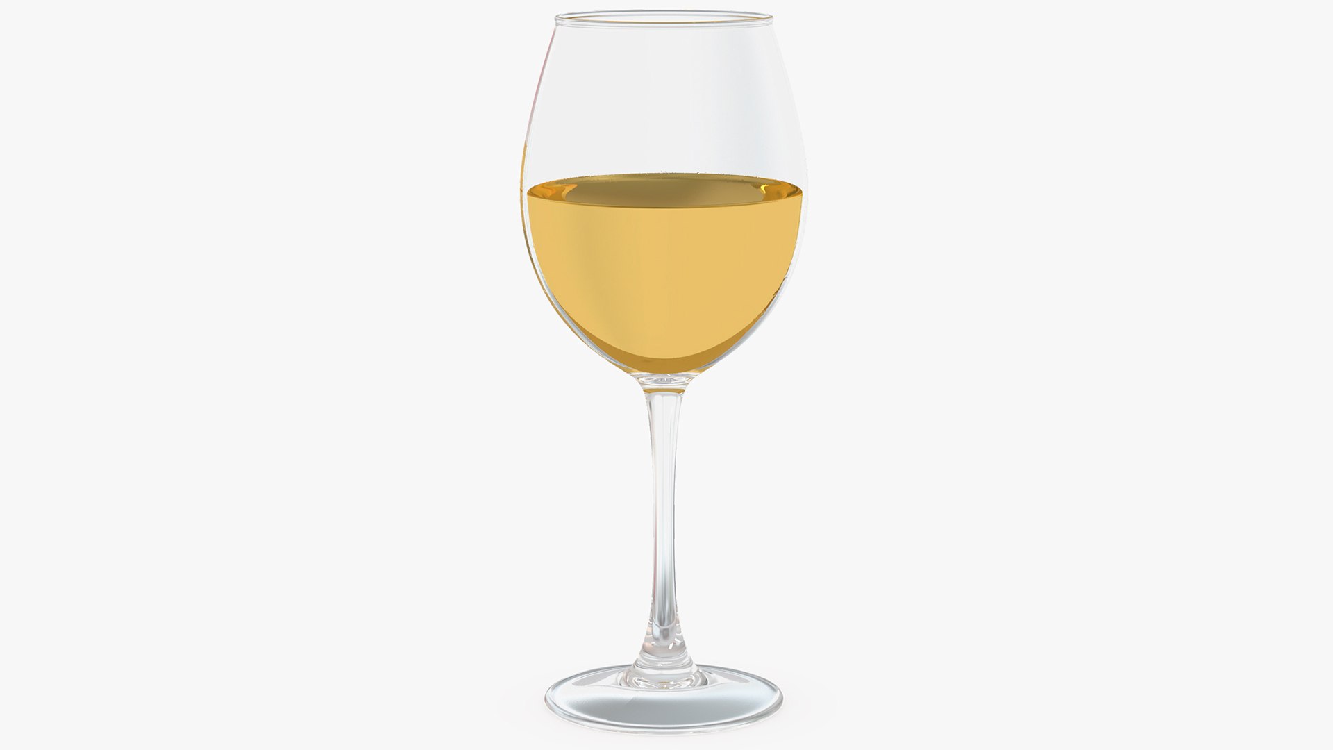 Full Filled White Wine Glass 3D model preview