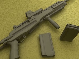 troy m14 sopmod assault rifle 3d model