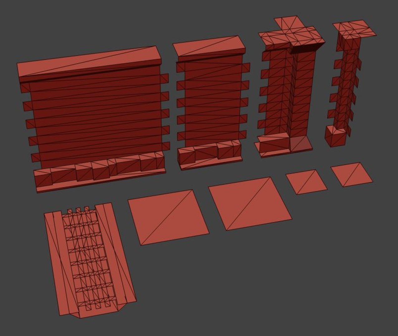Set modular. Modular dungeon. modular low poly dungeon. 3d dungeon wall model. modular k-tr-n.